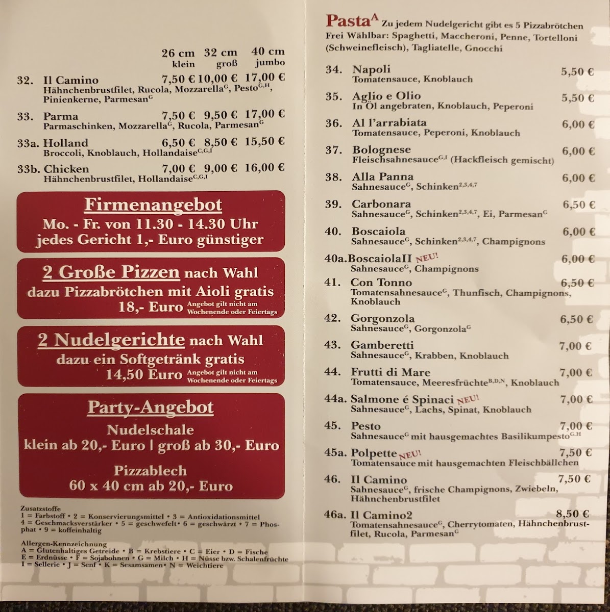 Menu Pizzeria Il Camino Dortmund-4